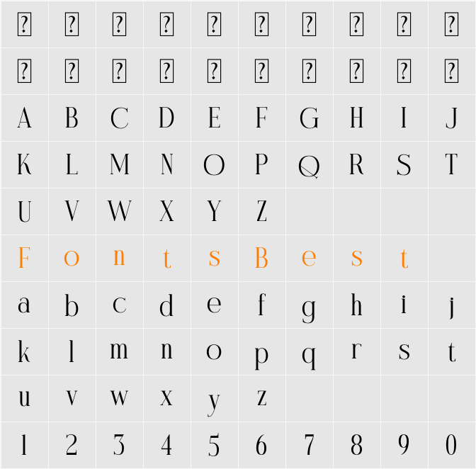 Modasite Character Map