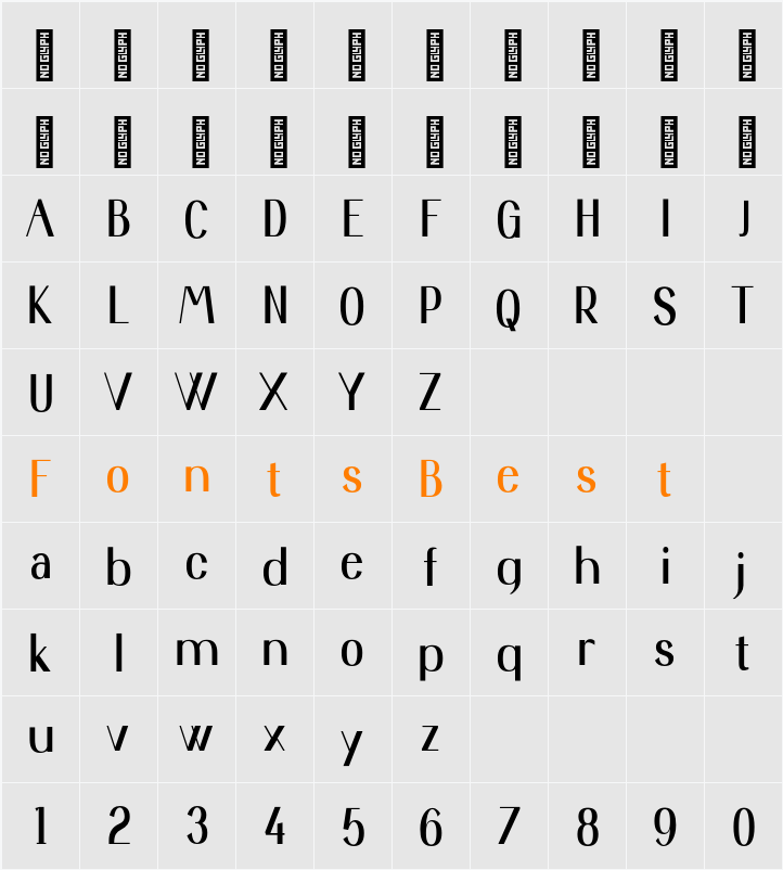 Kenastial Personal Use Character Map