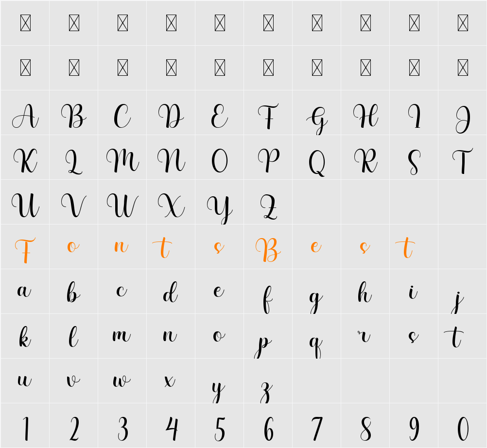 Remington Character Map