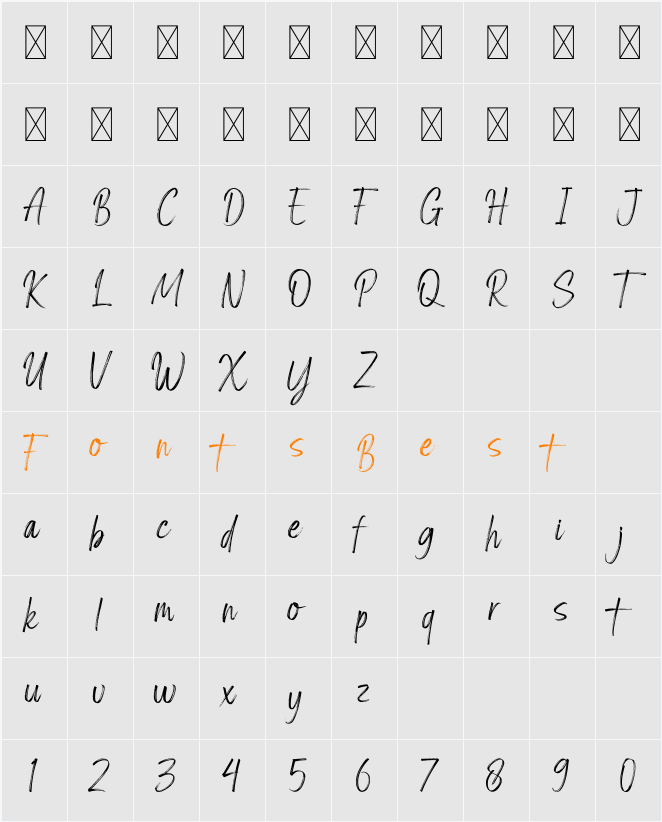 Amsterdam Signature Character Map