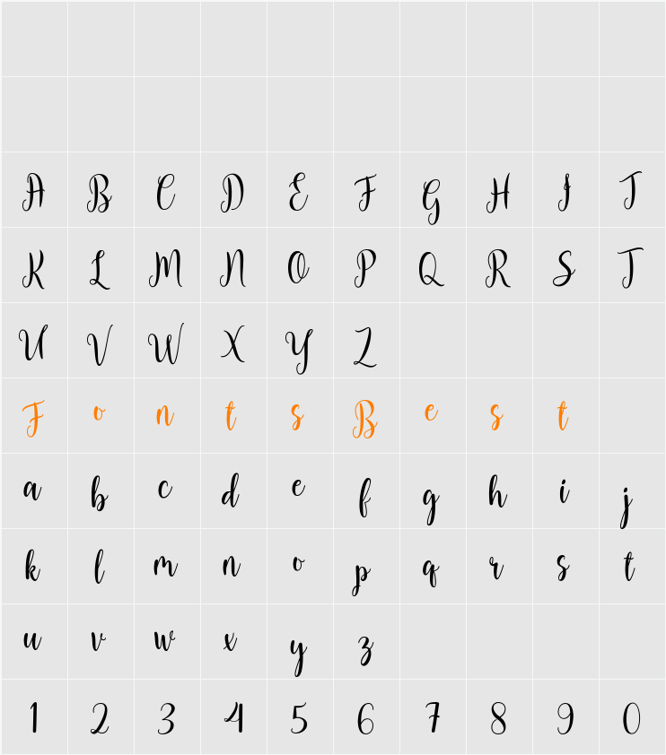 Natalia Script Character Map