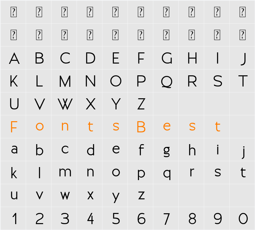 Moirest Character Map