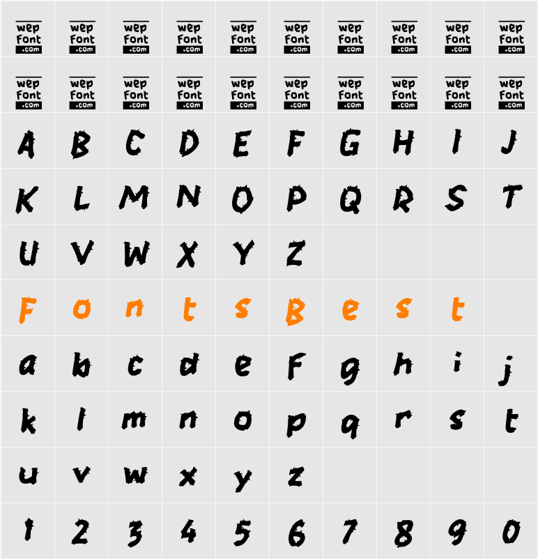 Oarough Character Map