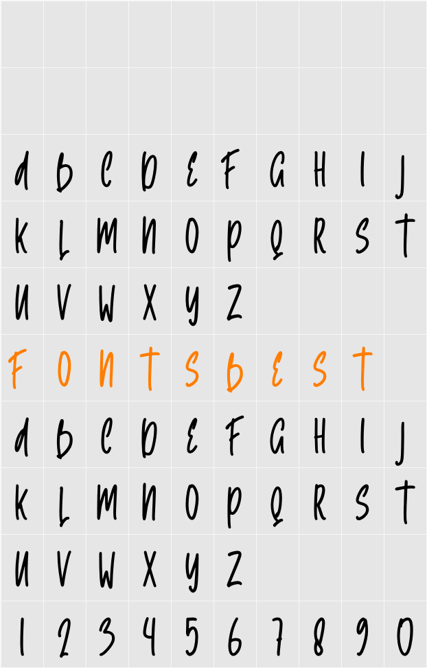 Zricasa Character Map