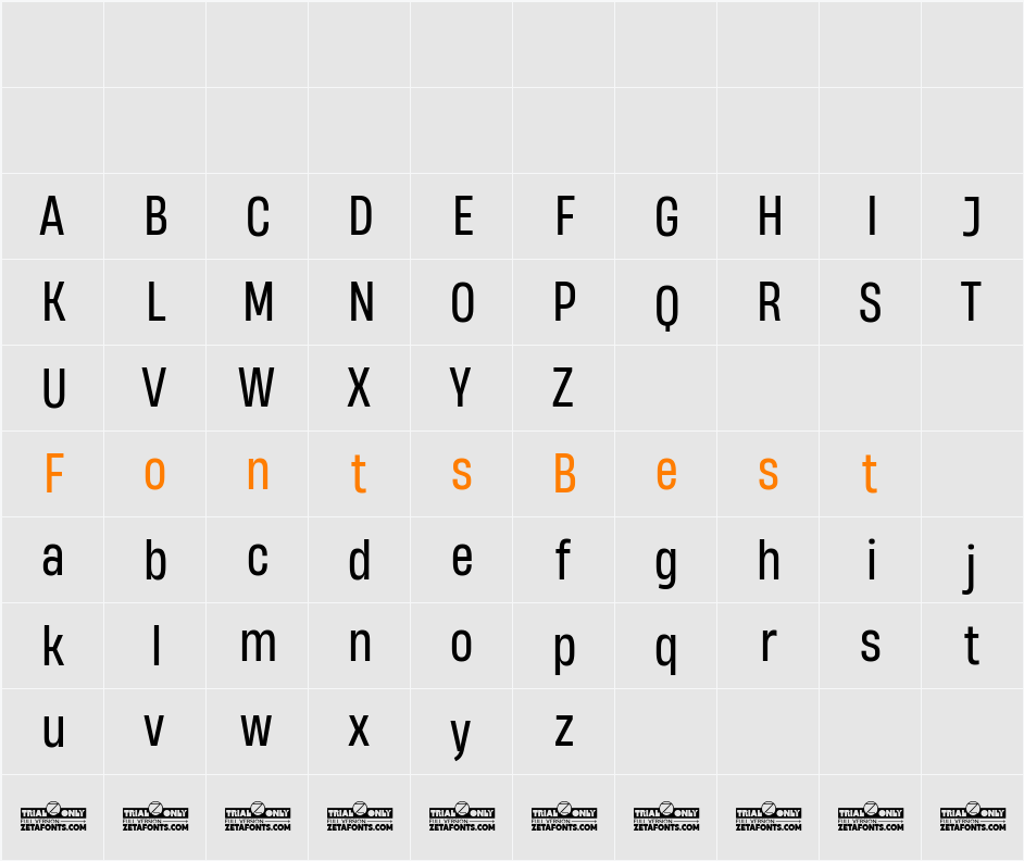 Heading Now Trial 54 Character Map