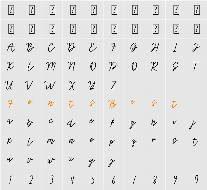 Berry Butter Script Character Map