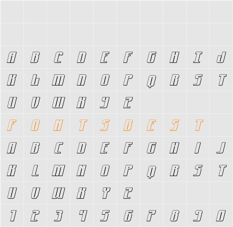 Xeno-Seeker 3D Italic Character Map