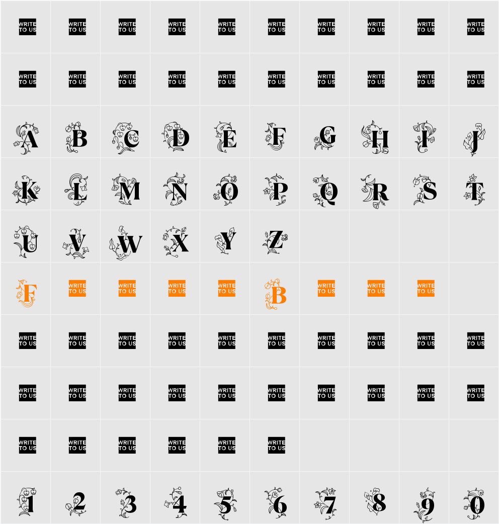 TT Ramillas Initials Trl XBd Character Map