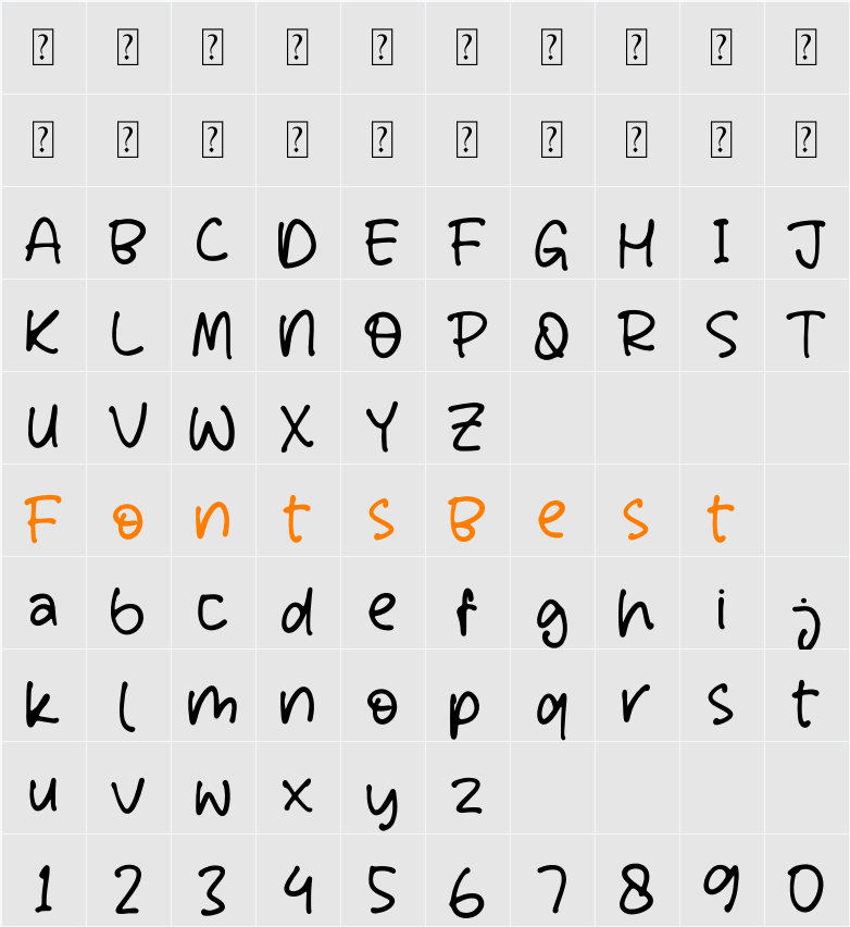 Wondering Notes Character Map