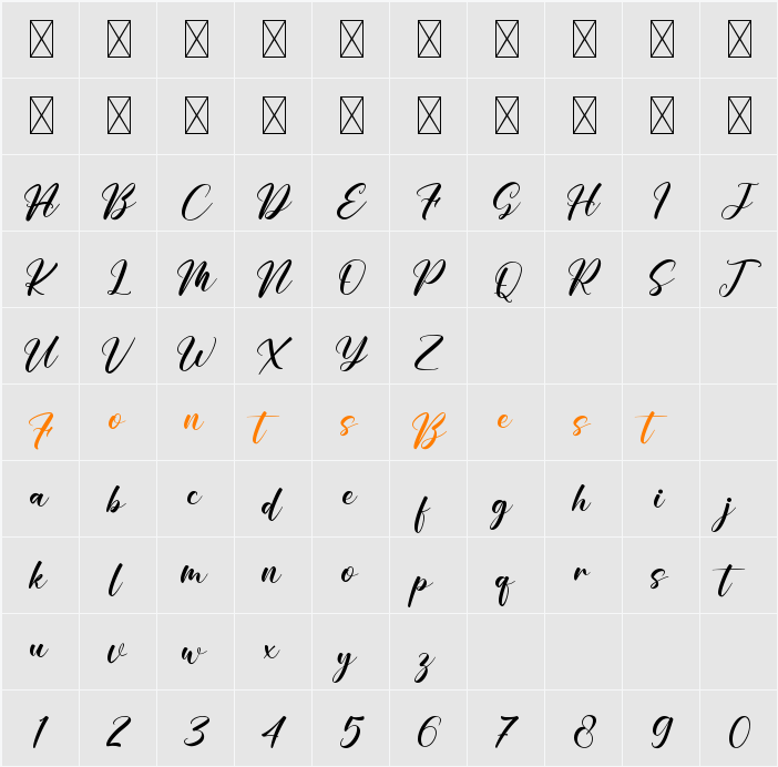 Novita Character Map