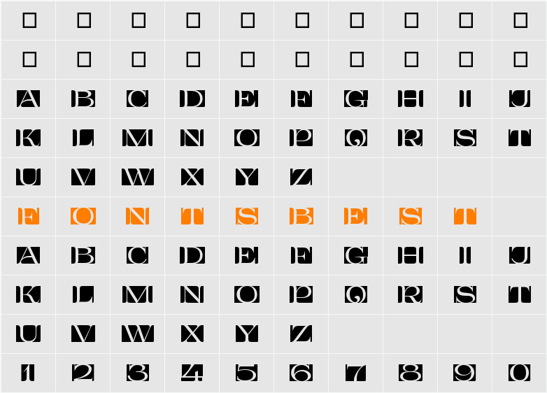 PrimecolorCV1 Character Map