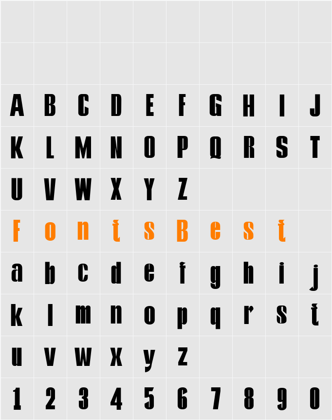 Kontes Compressed Bold Character Map