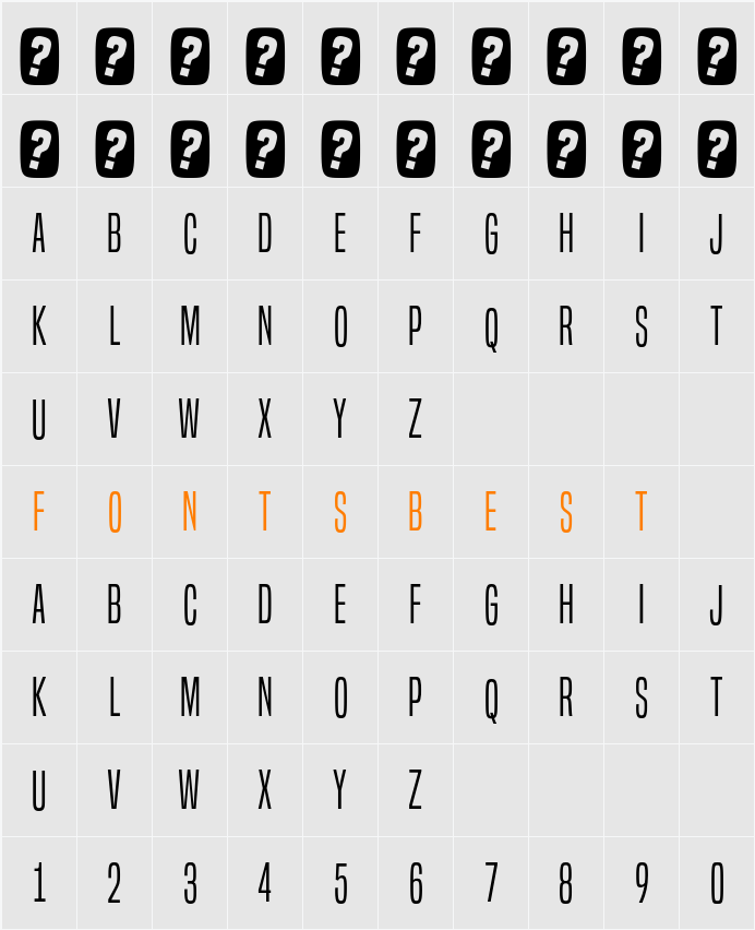 Built Titling Lt Character Map
