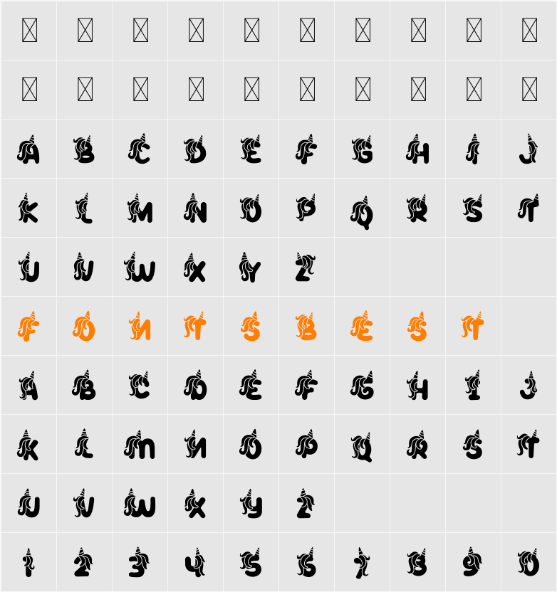 Peppy Pegasus Horn One Character Map