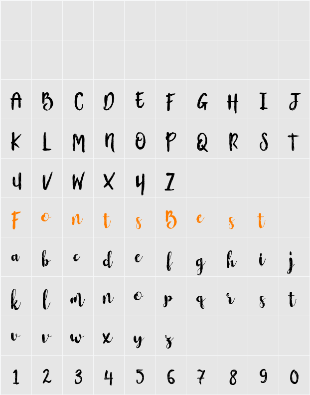 Flowerroom Script Character Map