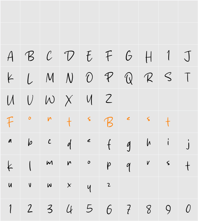 Sky Landing Character Map