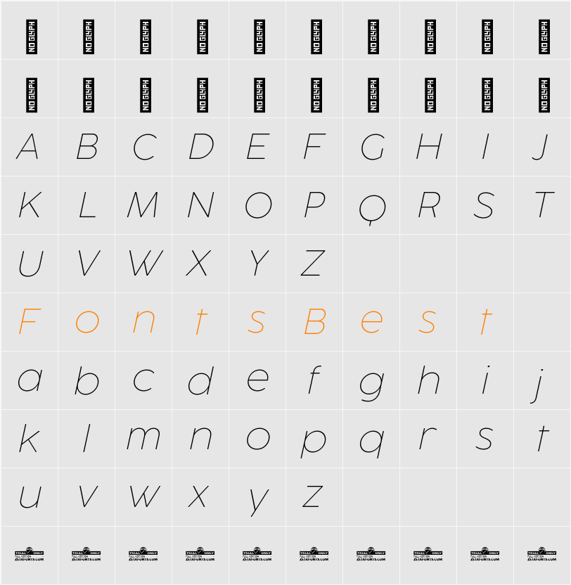 Cocogoose ProTrial Thin Character Map