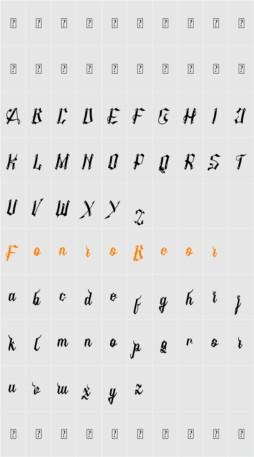 AMSTHA ITALIC Character Map