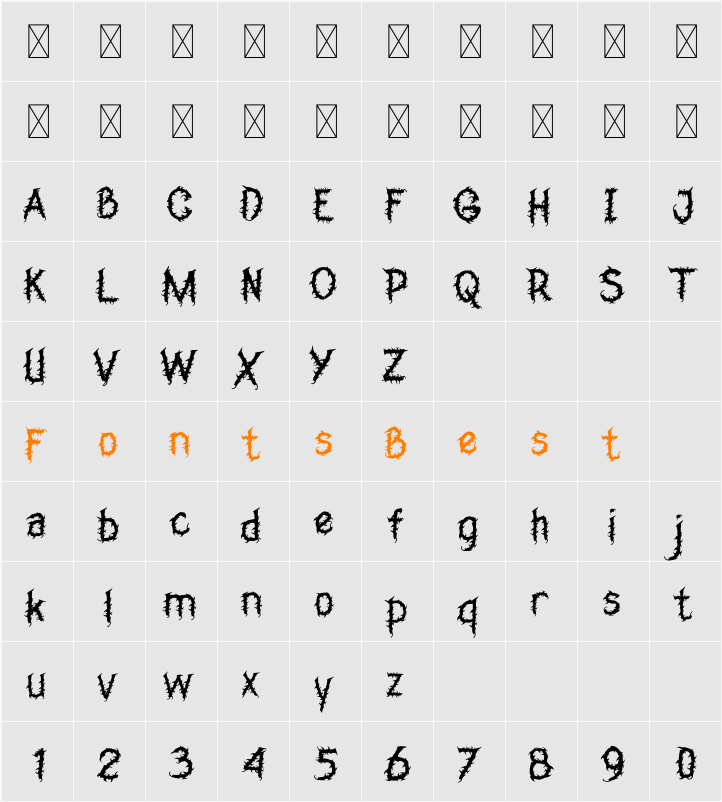 Stickbar Metal Character Map