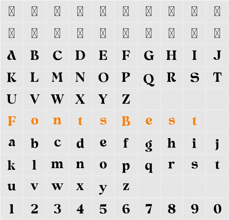 Asturo Grand Serif DEMO Character Map