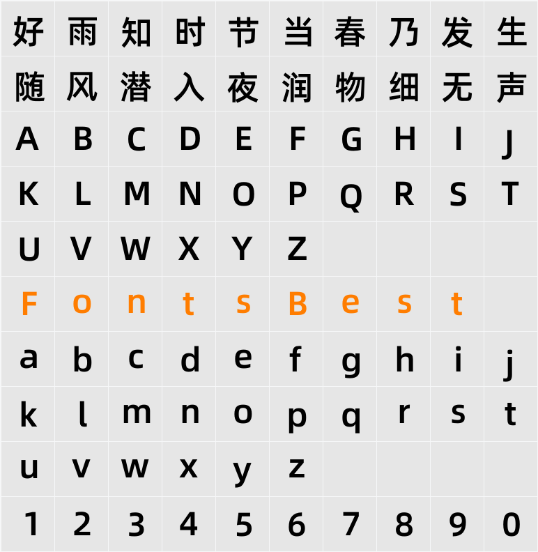 阿里巴巴普惠体 Medium Character Map