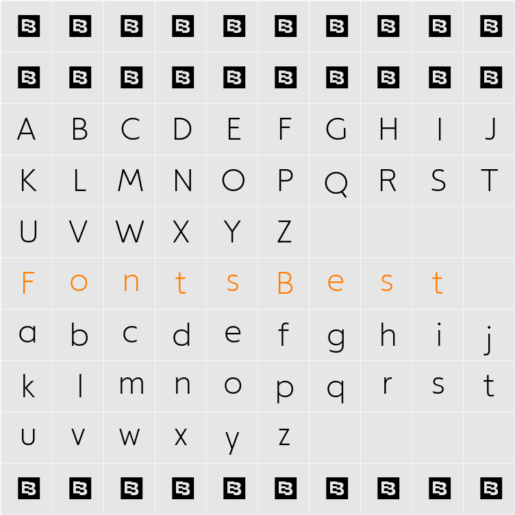 Modeska Trial ExtLt Character Map