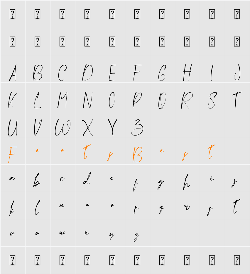 Ballpoint Letter Character Map