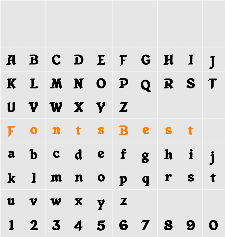 Anubis Mythical Serif Character Map