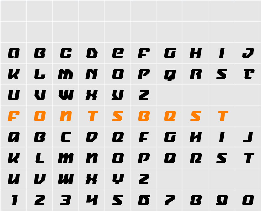Legacy Cyborg 2 Semi-Italic Character Map