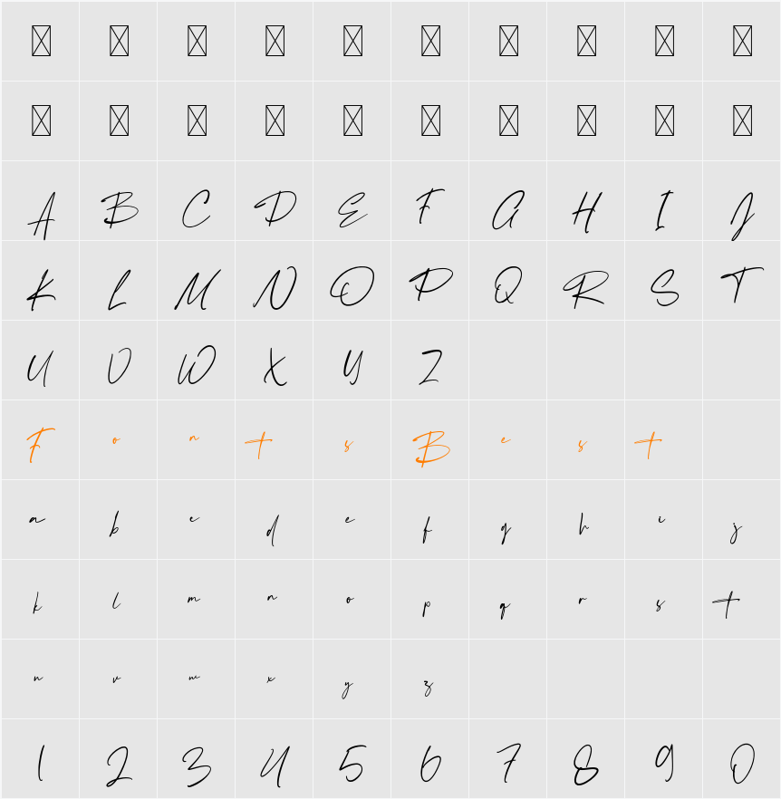 Castende Character Map