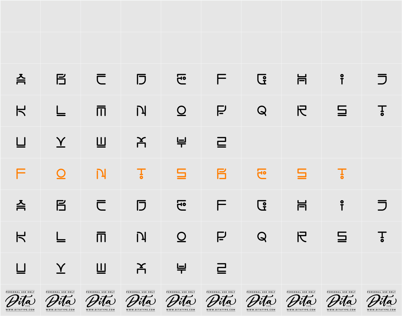 Hello Seoul Personal Use Character Map