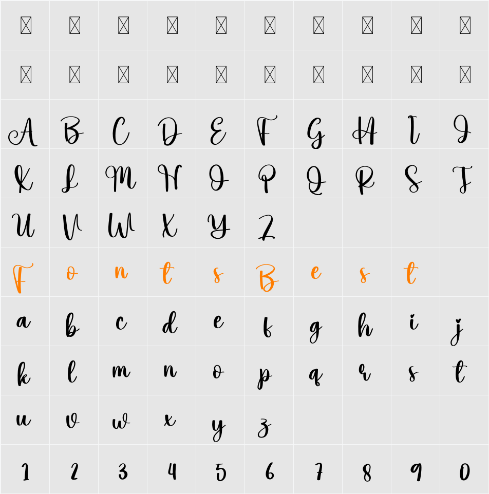 Sunrice Character Map