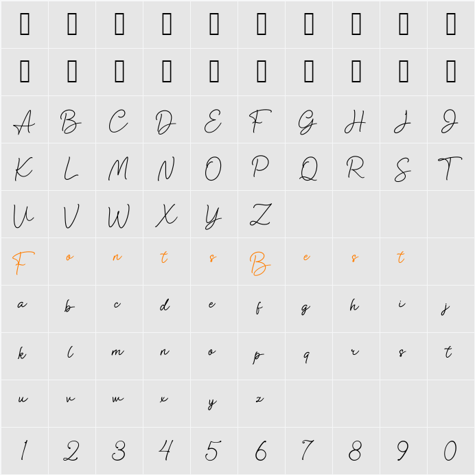 Anisa Signature Character Map