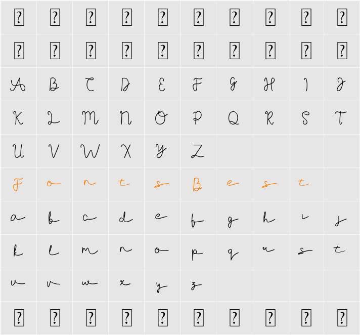 Agashi Signature Font Character Map