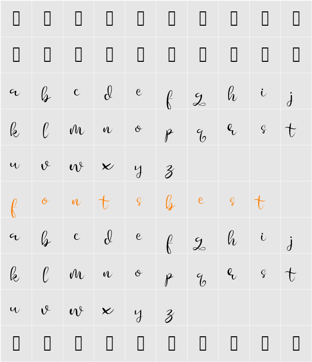Aesteh Character Map