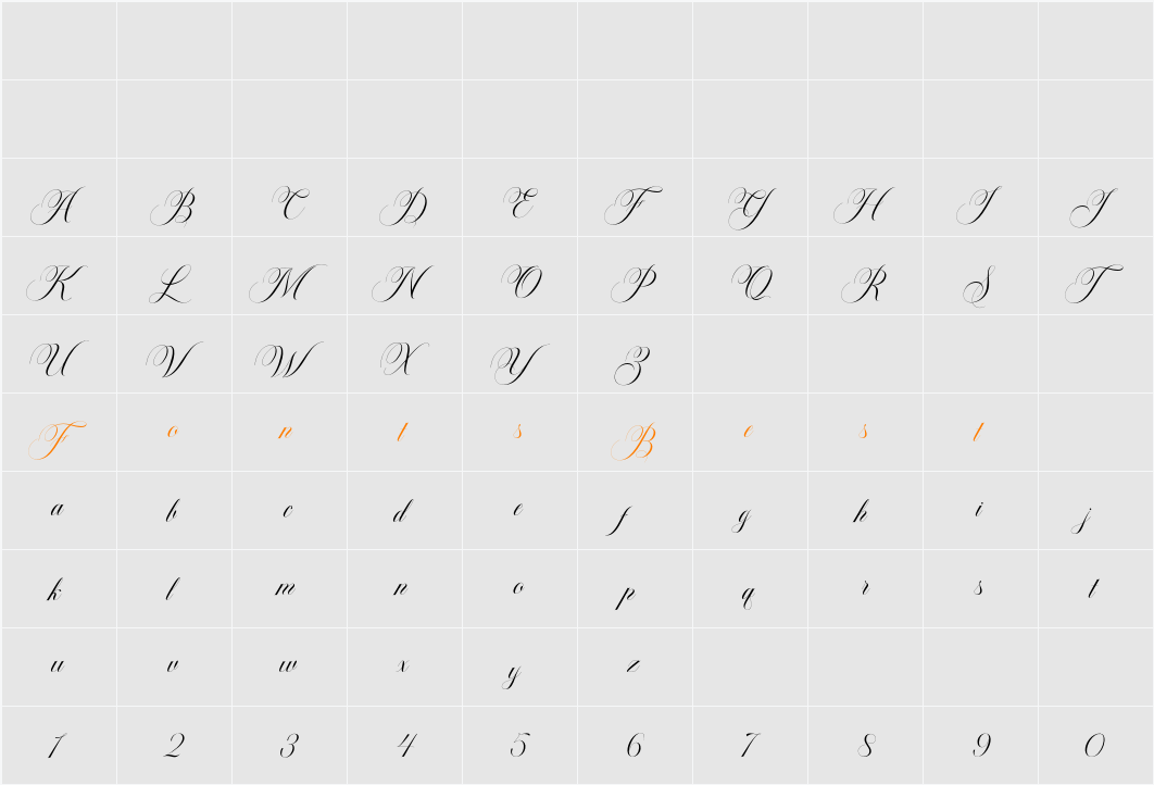 Blacglona Italic Character Map