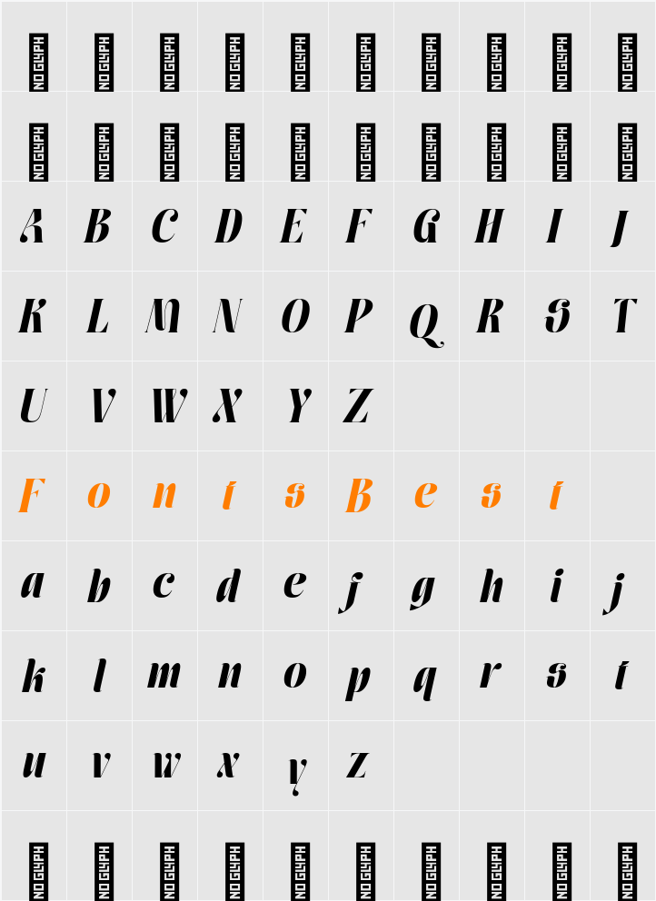 Moxtas Extrabold Italic Character Map