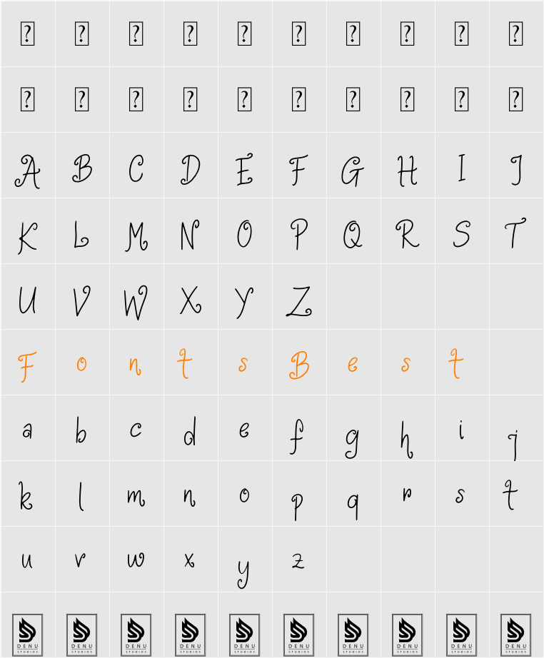 Delviyani Letter Character Map