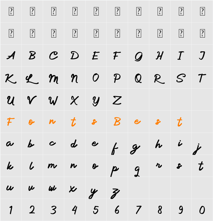 Allina Character Map