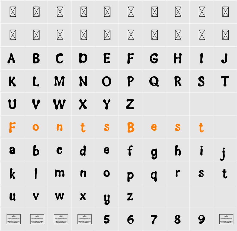 Groovetastic Character Map