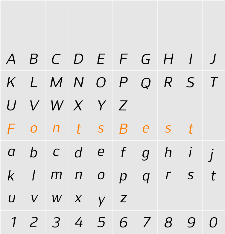 LT Streetway Neue Character Map