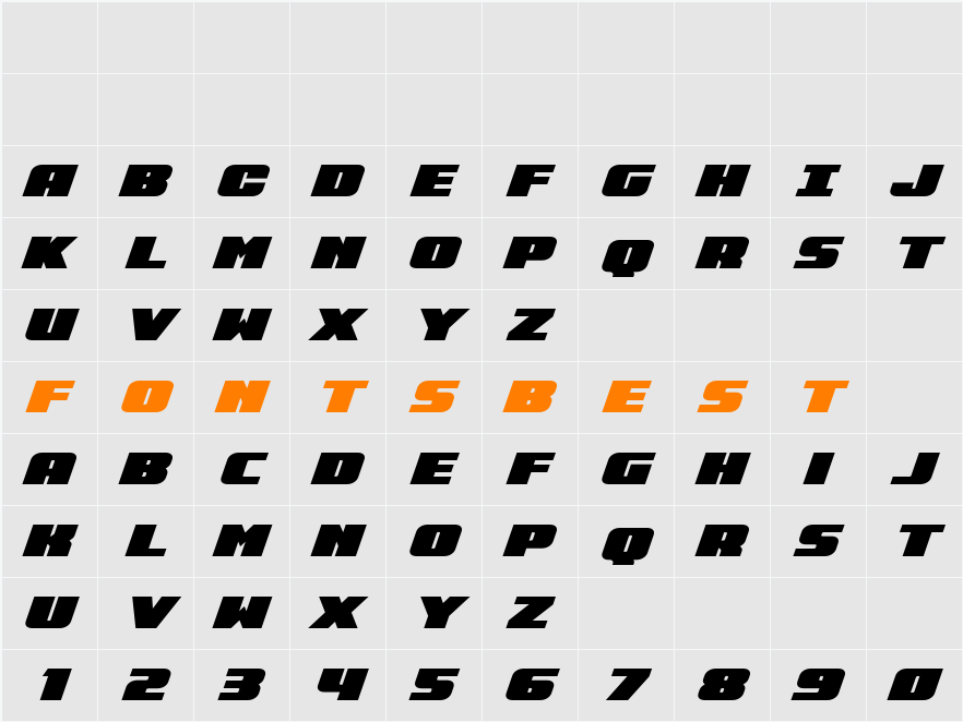 Rapid Response Italic Character Map