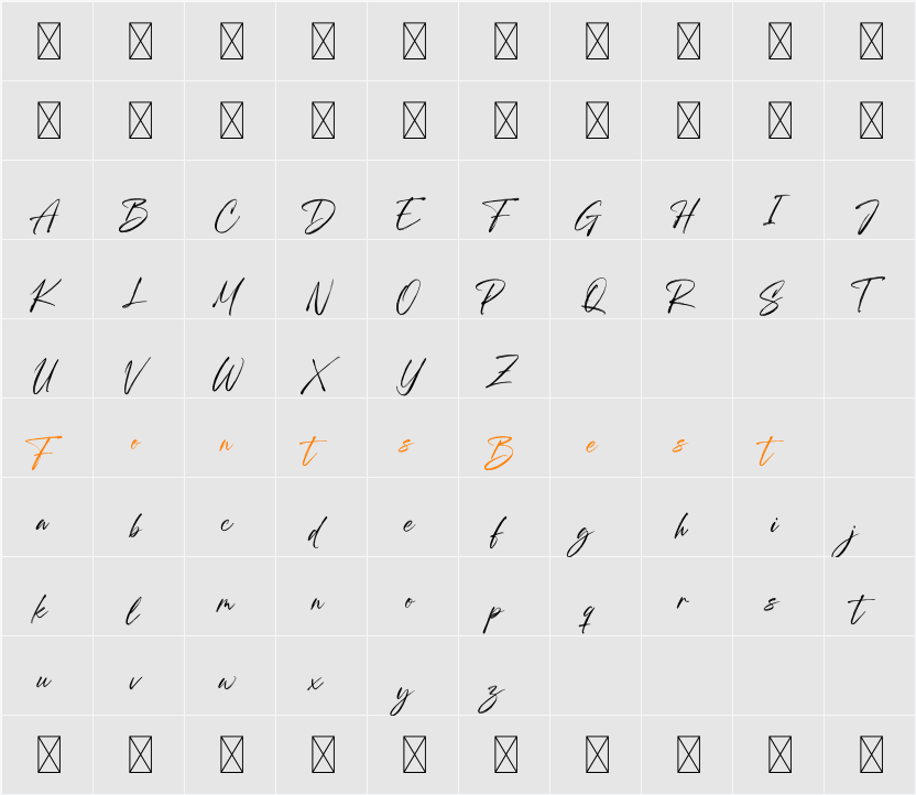 Brush Sinergi Character Map