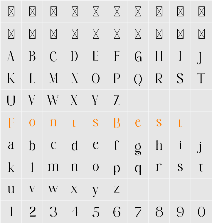 Bowtaris Character Map