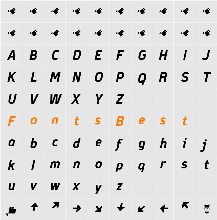 Garota Sans Character Map