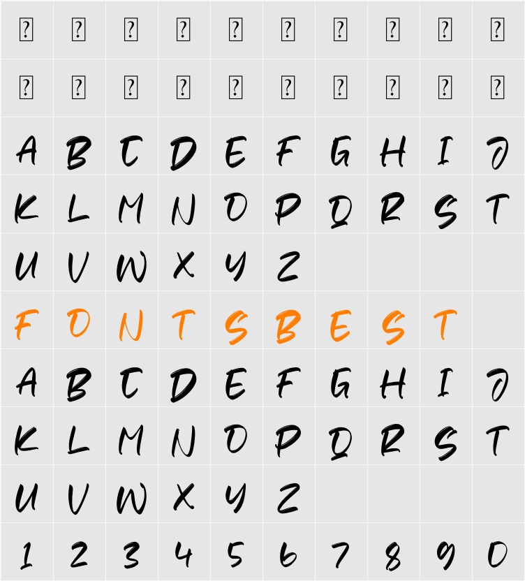 BADRICK Character Map