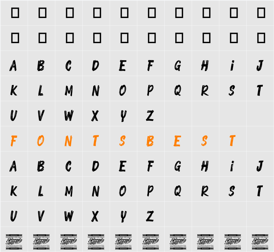 Olibrick Character Map