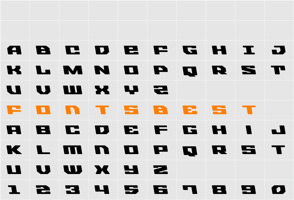 Fawkes Semi-Leftalic Character Map