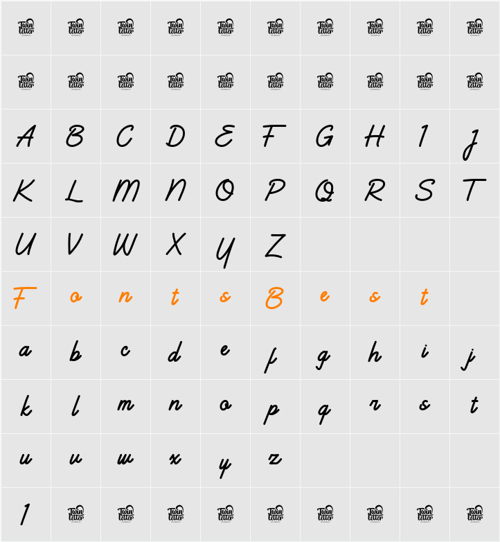 Bashats Trial Regular Character Map