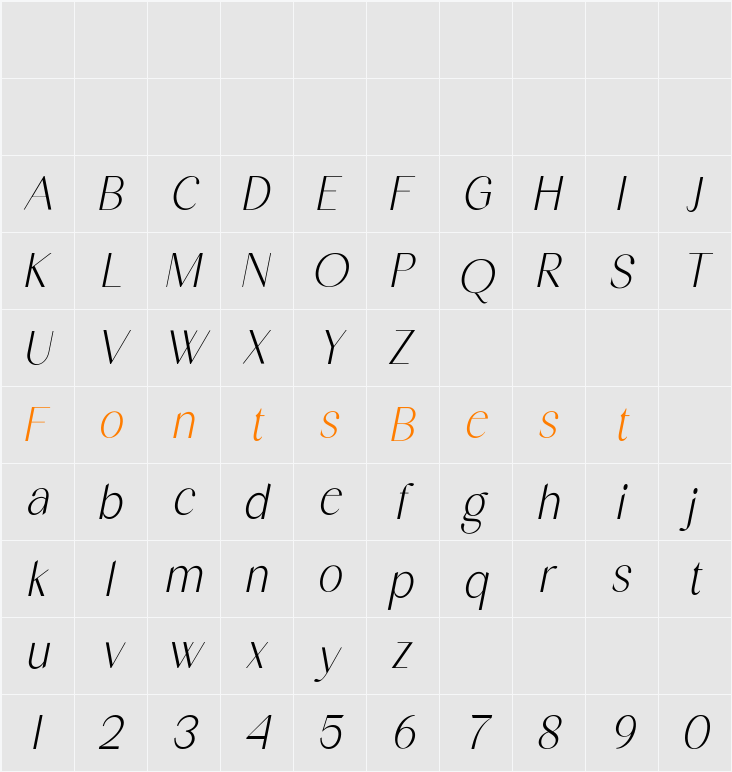 Herova Italic Character Map